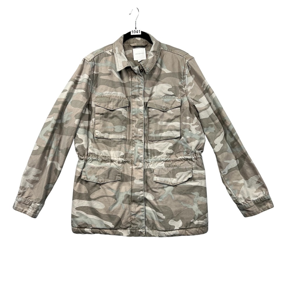Thread & Supply Camo Utility Jacket Women Medium‎ Muted Green Sherpa Lined